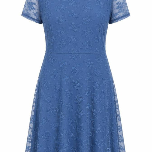 H&M Women's Blue A-Line Dress Floral Lace Size 12
