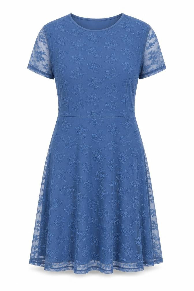 H&M Women's Blue A-Line Dress Floral Lace Size 12