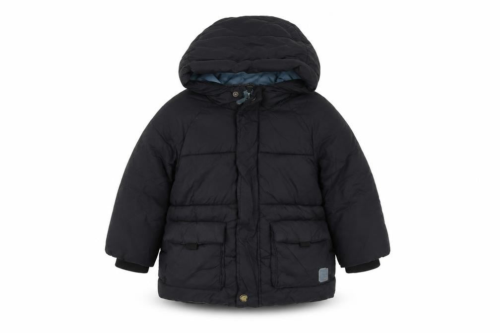 Front view of Zara unisex baby puffer jacket 12-18 months black