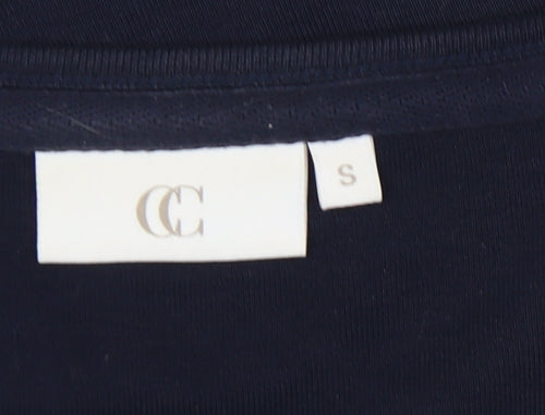 CC Women's Blue Square Neck Flutter Sleeve Top