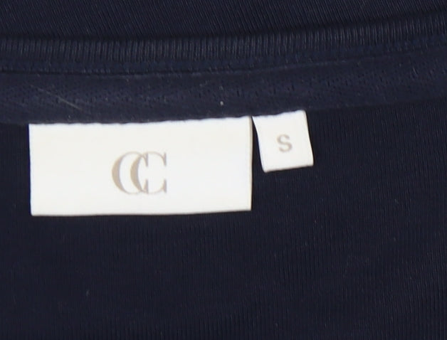 CC Women's Blue Square Neck Flutter Sleeve Top