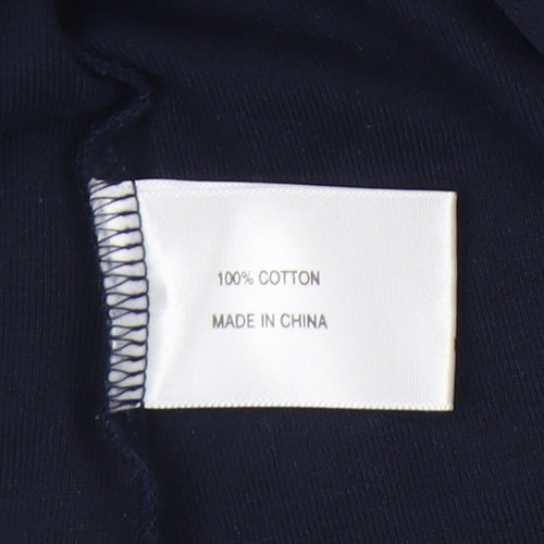 CC Women's Blue Square Neck Flutter Sleeve Top