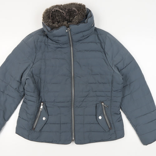 Marks and Spencer Women's Blue Puffer Jacket Size 18