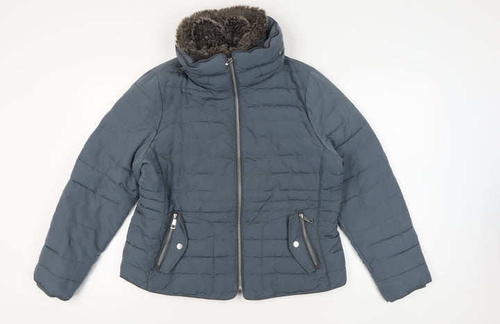 Marks and Spencer Women's Blue Puffer Jacket Size 18
