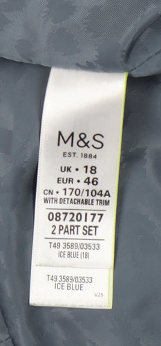 Marks and Spencer Women's Blue Puffer Jacket Size 18