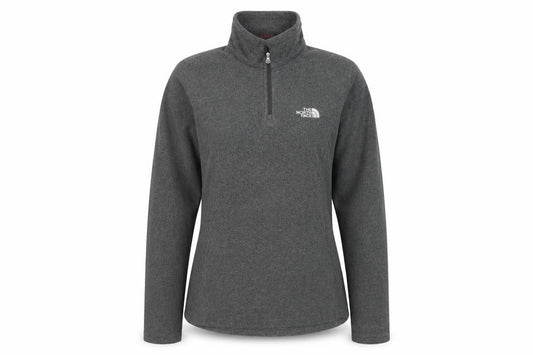 Front view of The North Face Women's Grey XS 1/4 Zip Fleece Sweatshirt