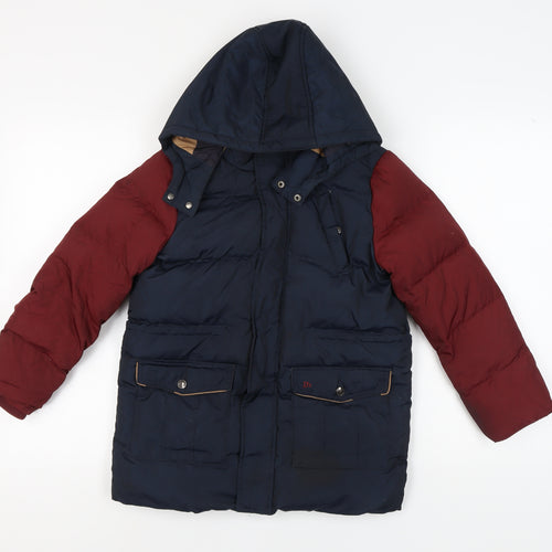 Dear Deer Boys Puffer Jacket Blue Hooded Winter 12-13Y