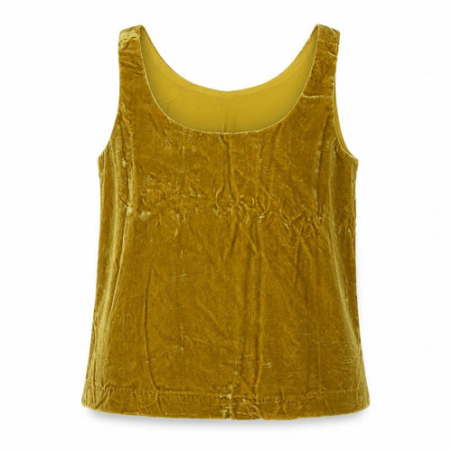 J.Crew Women's Gold Velvet Tank, Size 4, Scoop Neck