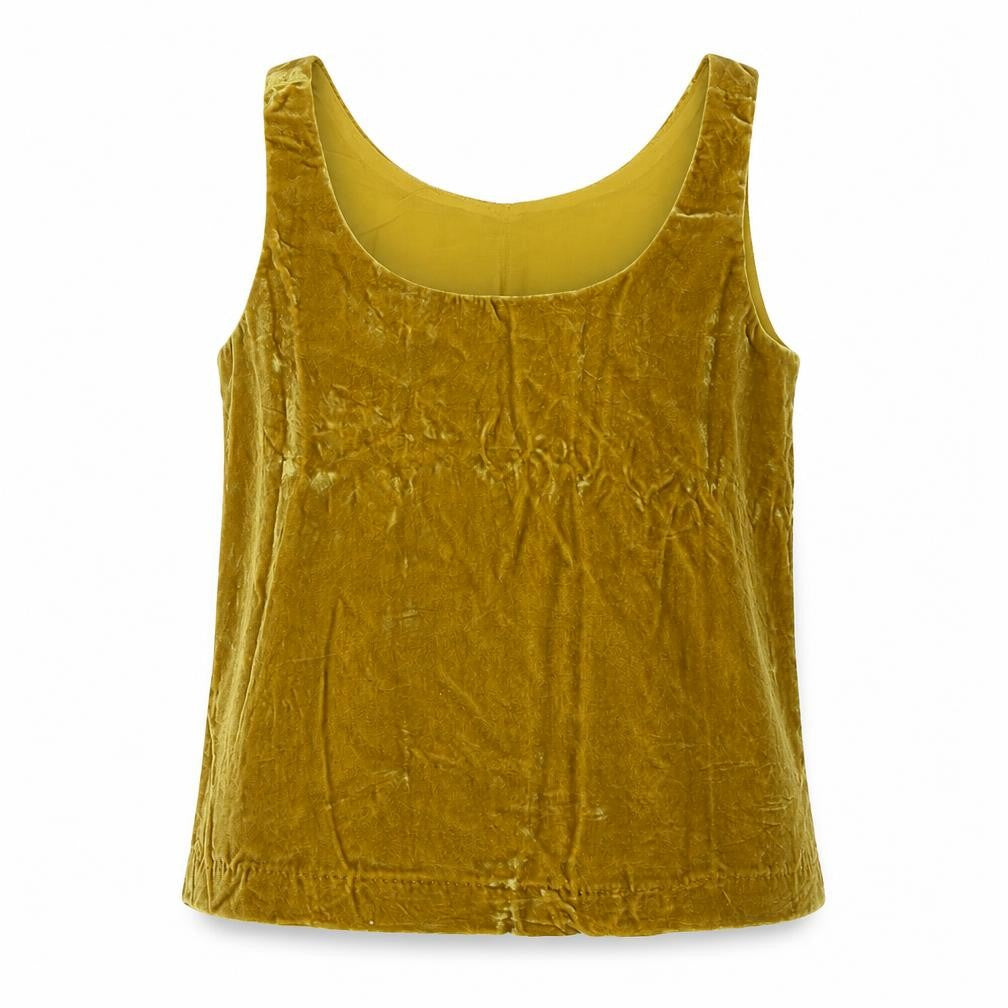 J.Crew Women's Gold Velvet Tank, Size 4, Scoop Neck