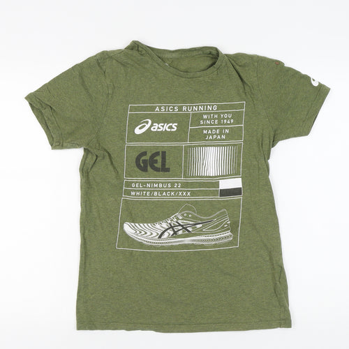 ASICS Men's Green Graphic Print T-Shirt - Size S
