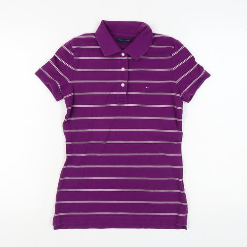 Tommy Hilfiger Women's Purple Striped Polo XS