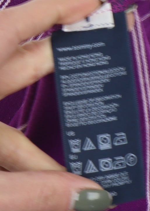 Tommy Hilfiger Women's Purple Striped Polo XS