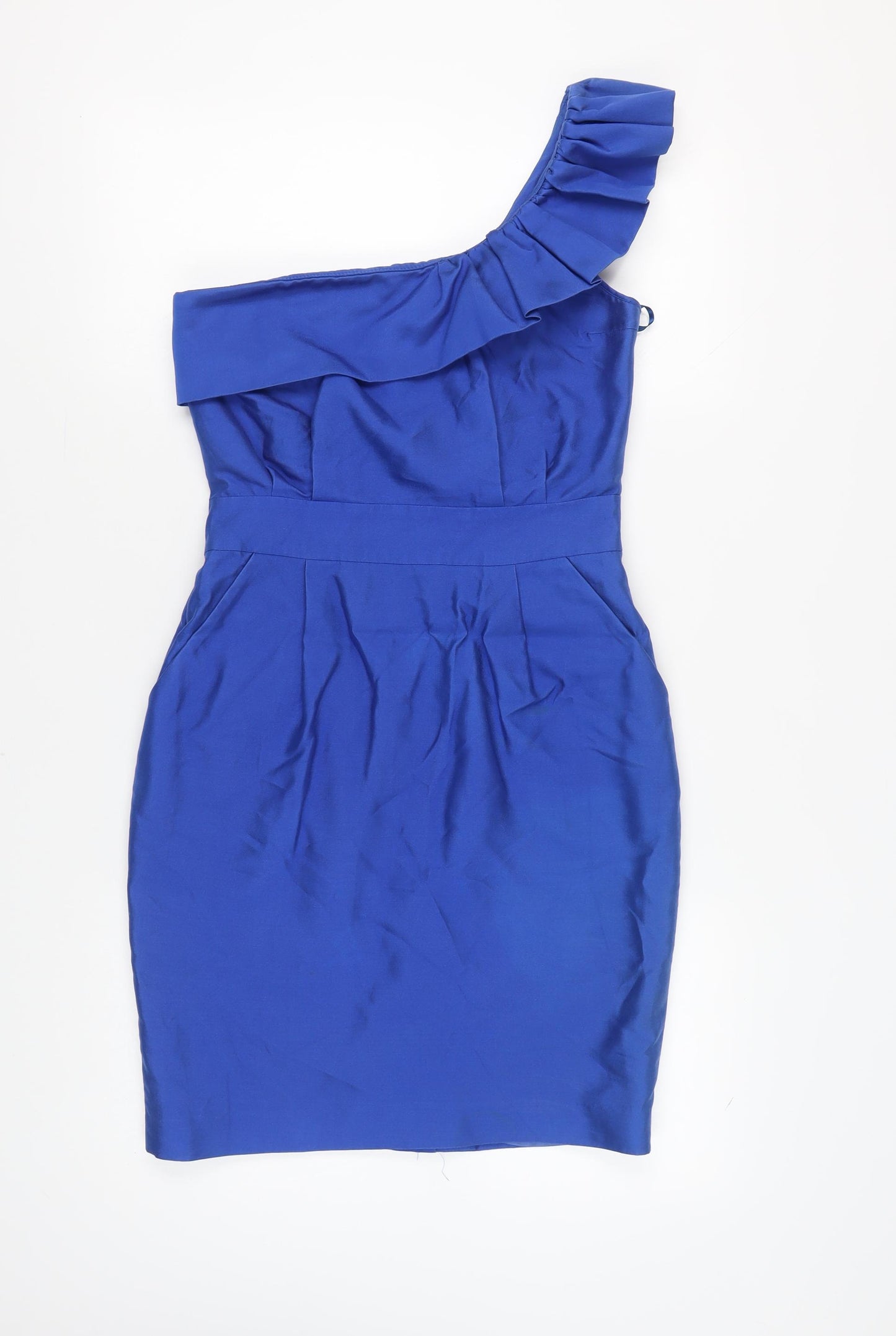 Reiss Women's Blue One Shoulder Knee Length Sheath Dress