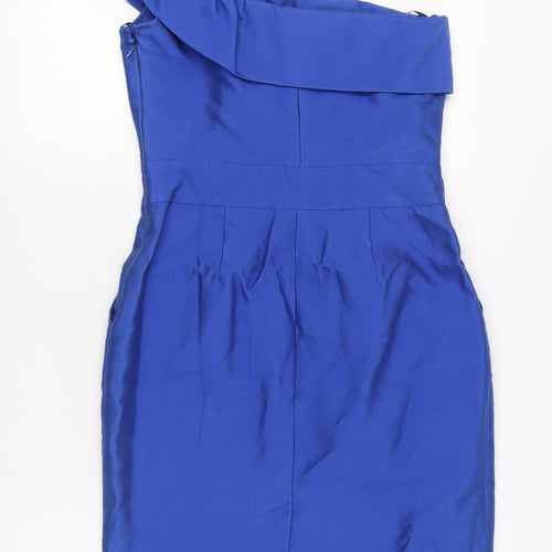 Reiss Women's Blue One Shoulder Knee Length Sheath Dress