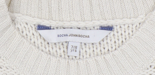 Rocha.John Rocha Girls Ivory Knit A-Line Dress, Size 7-8, Casual