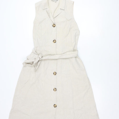 Hobbs Women Beige Sleeveless Collared Dress Size 10