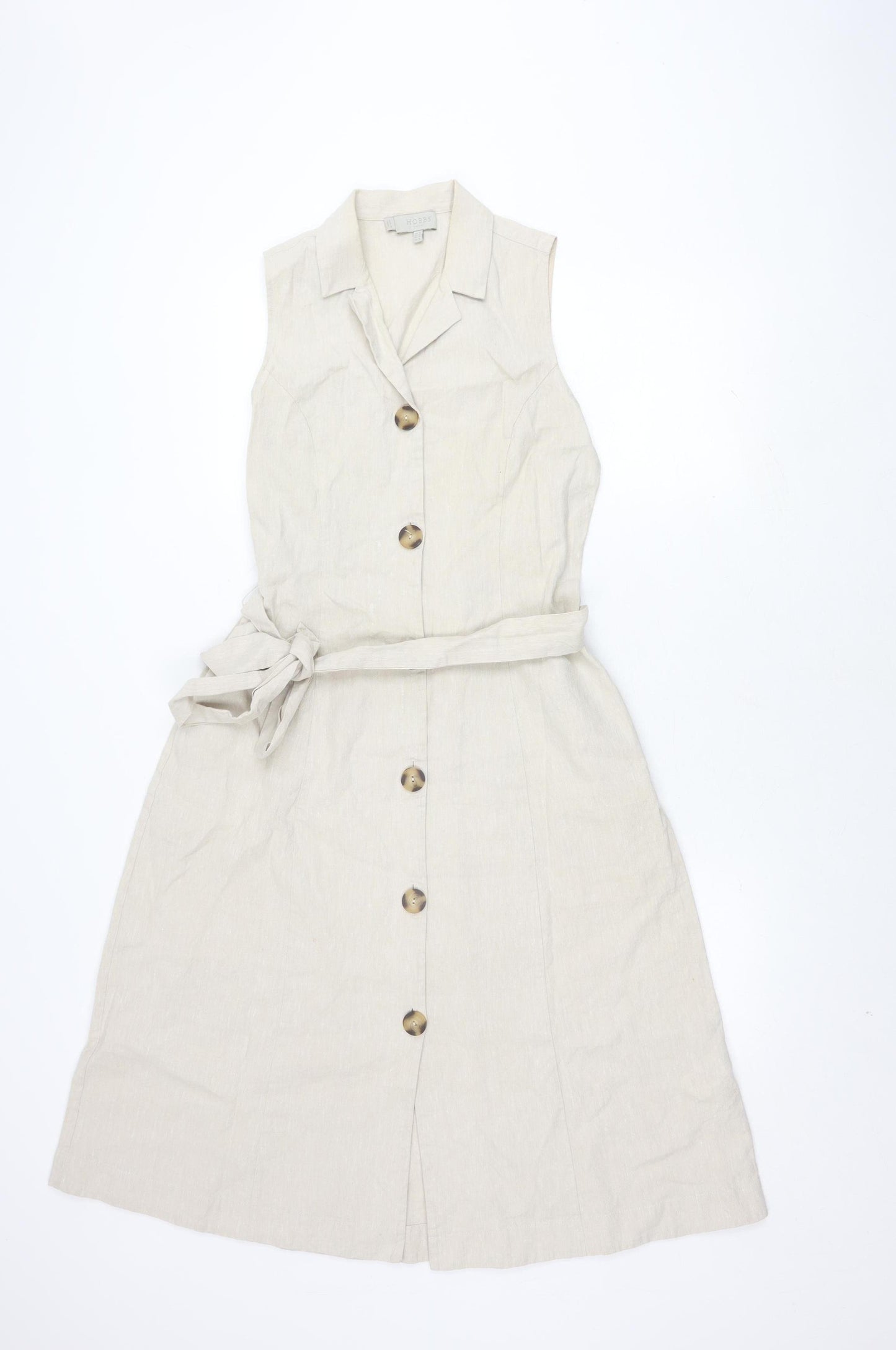 Hobbs Women Beige Sleeveless Collared Dress Size 10