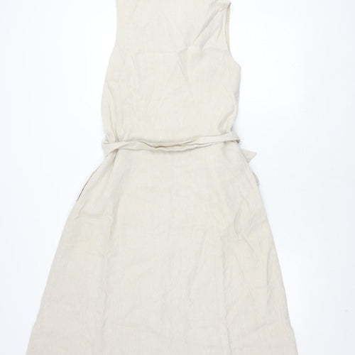 Hobbs Women Beige Sleeveless Collared Dress Size 10