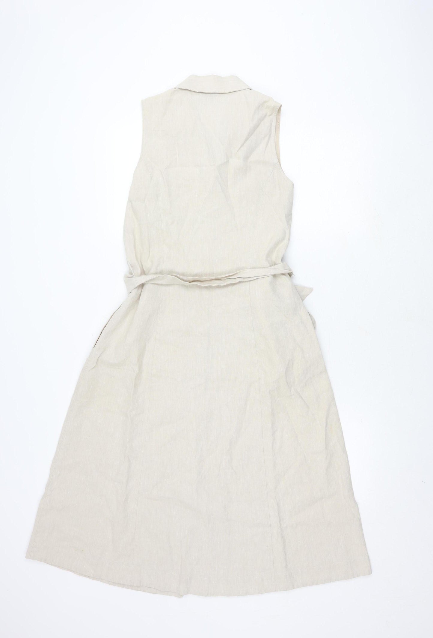 Hobbs Women Beige Sleeveless Collared Dress Size 10