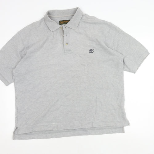 Timberland Men's Grey Polo Shirt L Solid Cotton