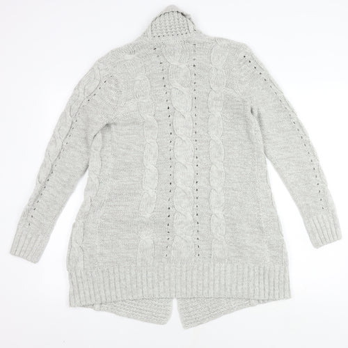 New Look Women's Grey Cable-Knit Cardigan Size 10