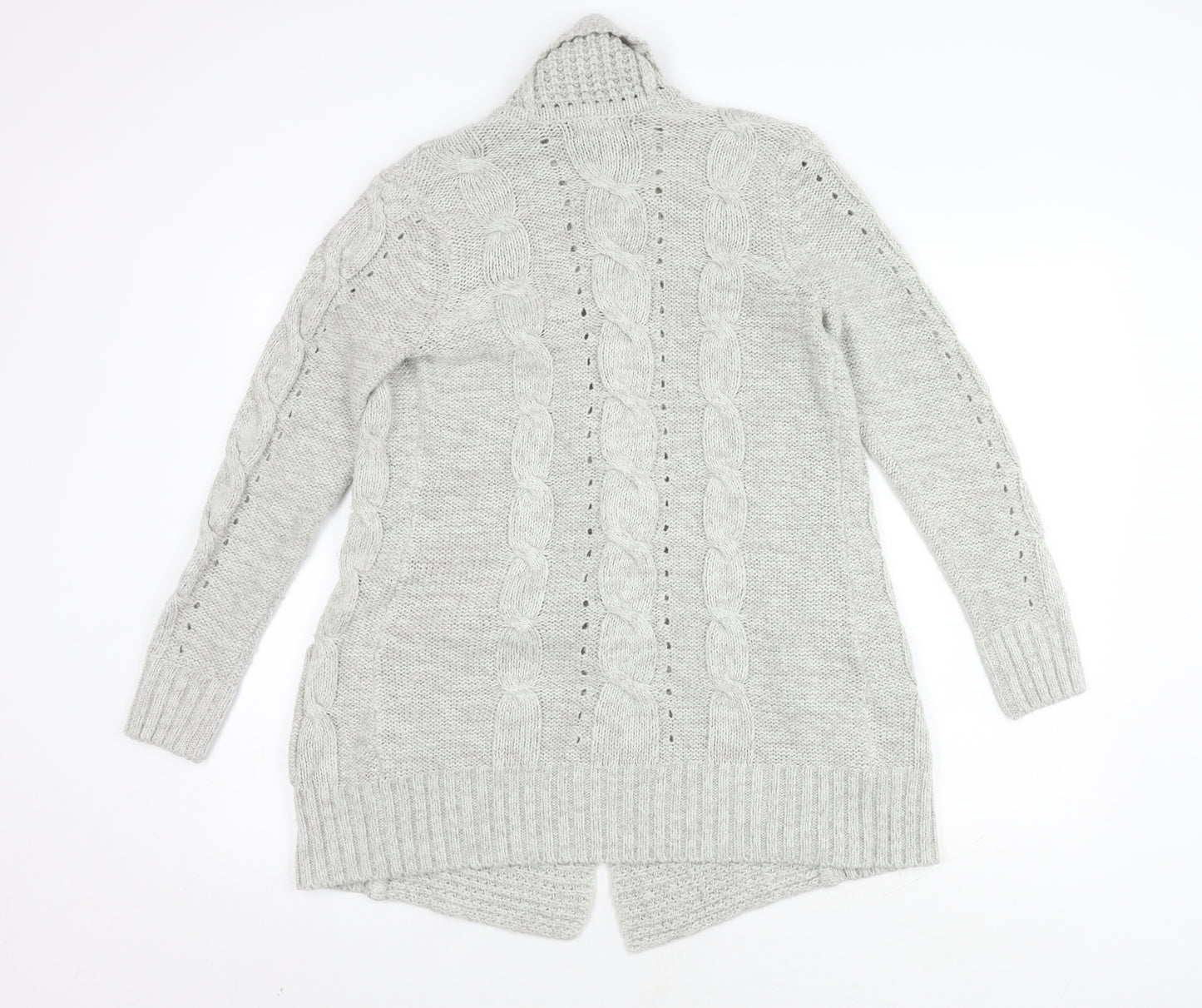 New Look Women's Grey Cable-Knit Cardigan Size 10