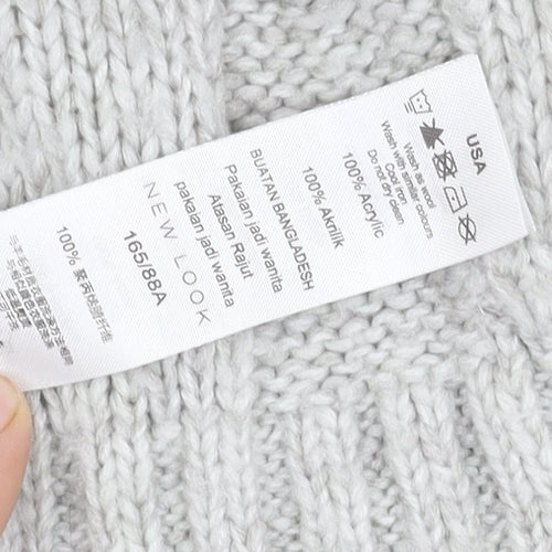 New Look Women's Grey Cable-Knit Cardigan Size 10