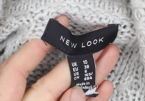 New Look Women's Grey Cable-Knit Cardigan Size 10