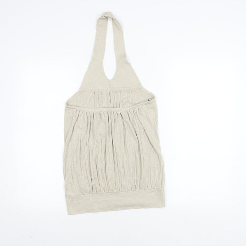 Oasis Women’s Beige Sequin Halter Tank Top Size 12