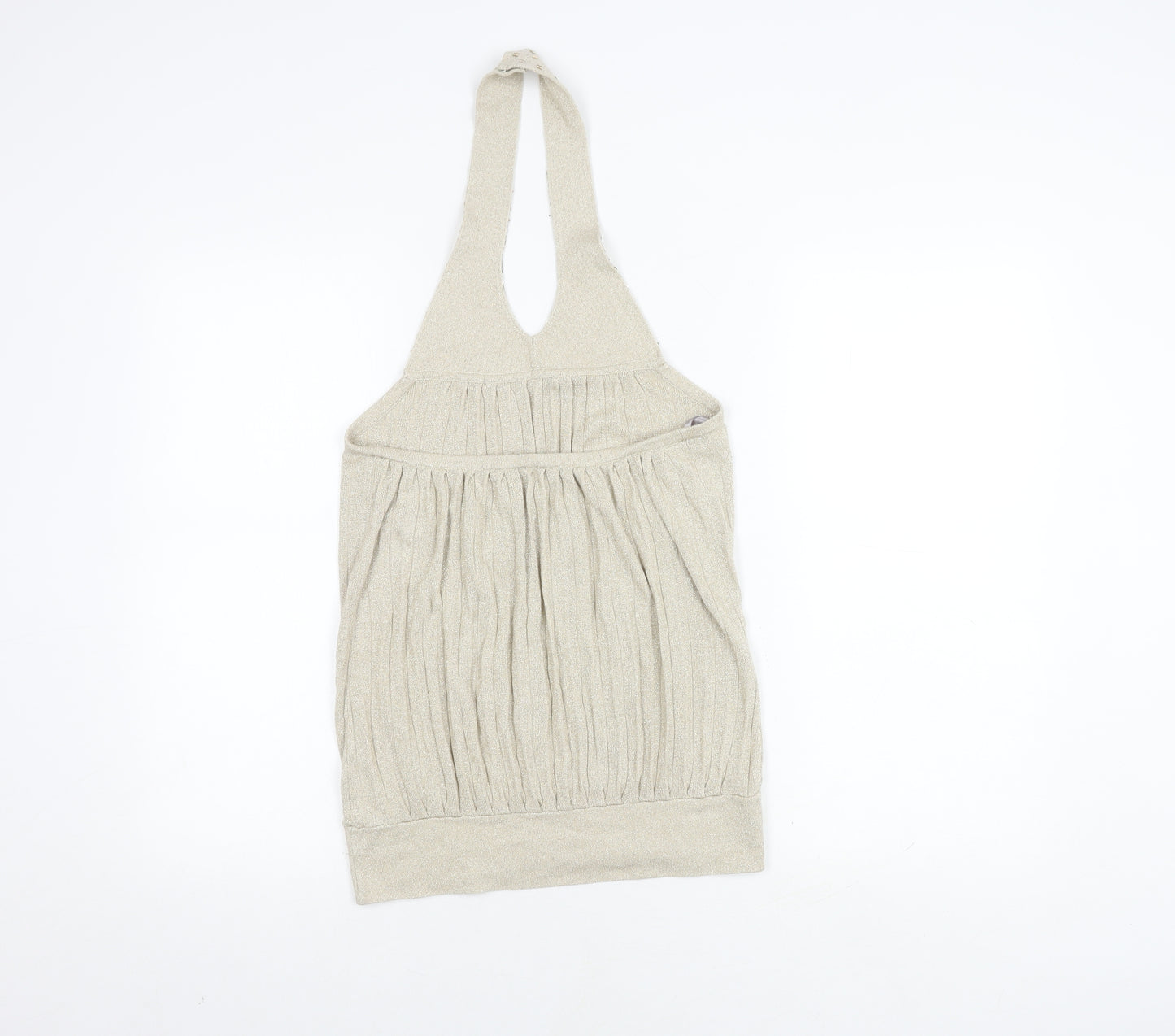 Oasis Women’s Beige Sequin Halter Tank Top Size 12