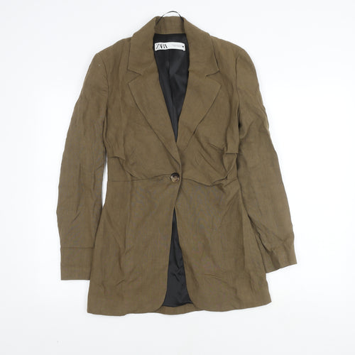 Zara Women's XS Brown Blazer Linen One-Button