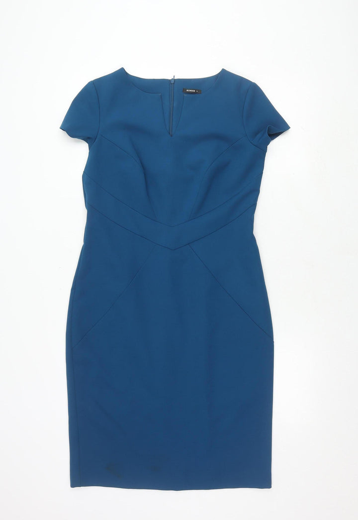 Roman Originals Blue Women's Dress Size 12 V-Neck