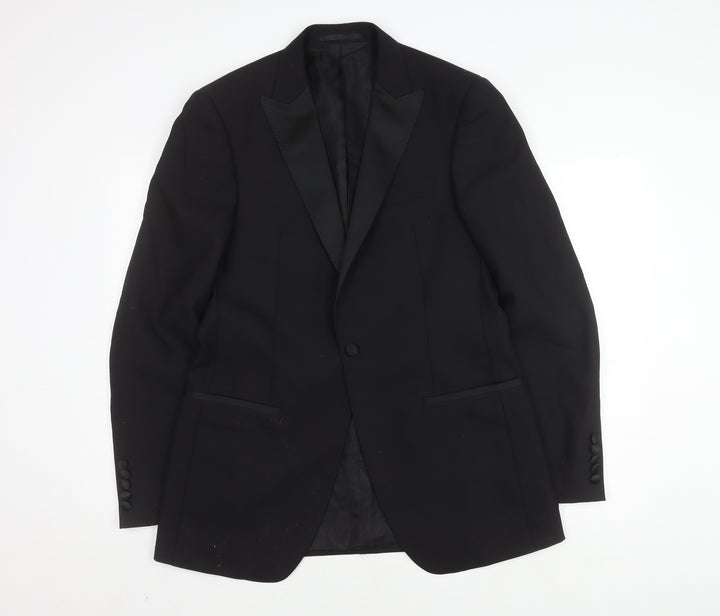 Marks and Spencer Men's Black Shawl Lapel Tuxedo Blazer, Size 40L