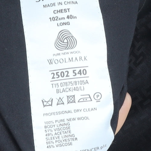 Marks and Spencer Men's Black Shawl Lapel Tuxedo Blazer, Size 40L