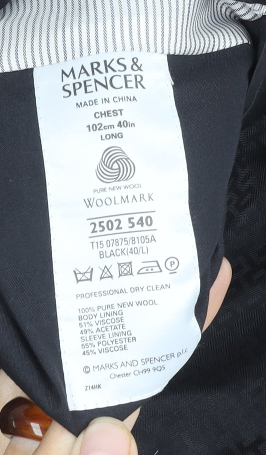 Marks and Spencer Men's Black Shawl Lapel Tuxedo Blazer, Size 40L