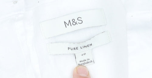 Marks and Spencer Women's White Linen Top Size 20