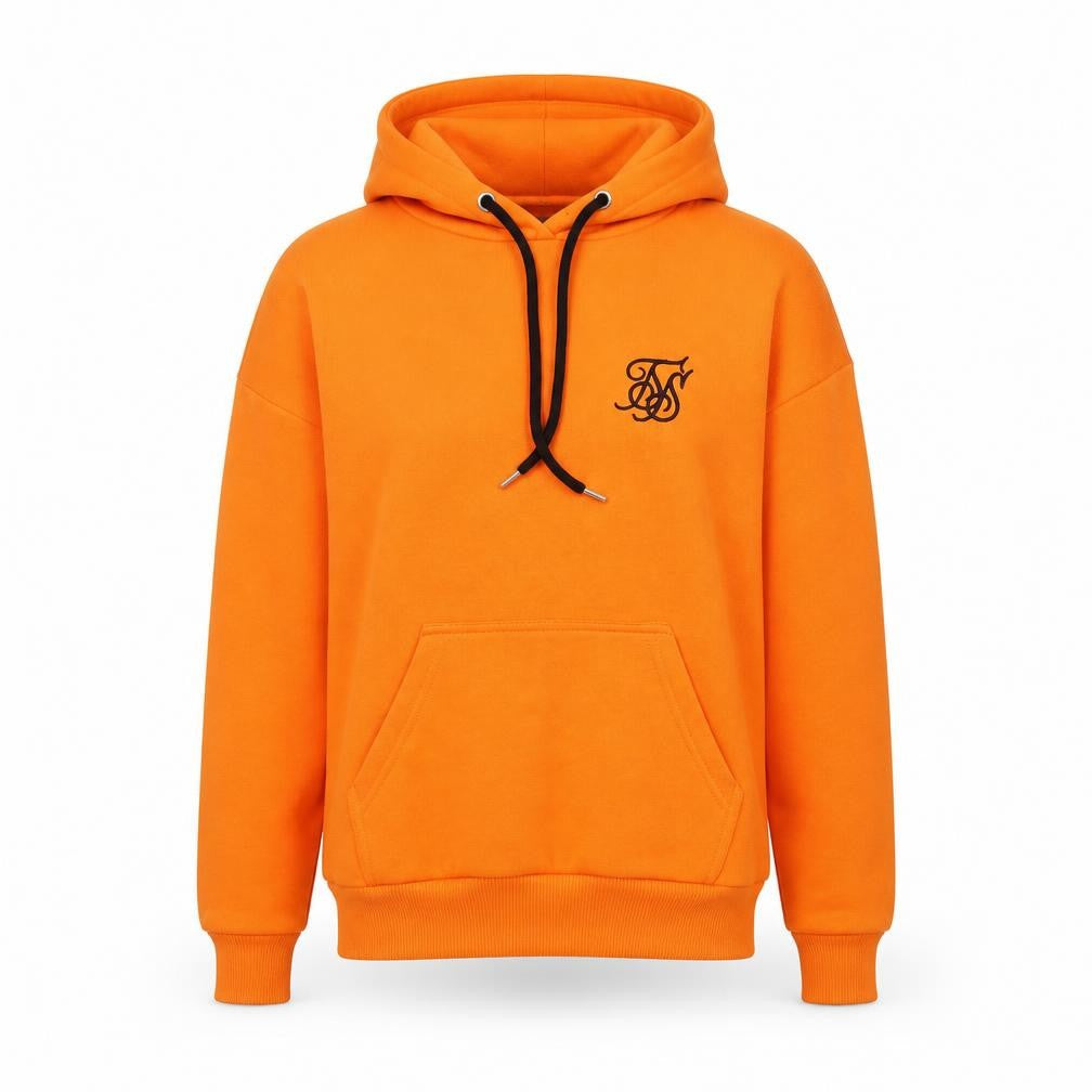 Front view of SikSilk Women's Orange Pullover Hoodie, size 4