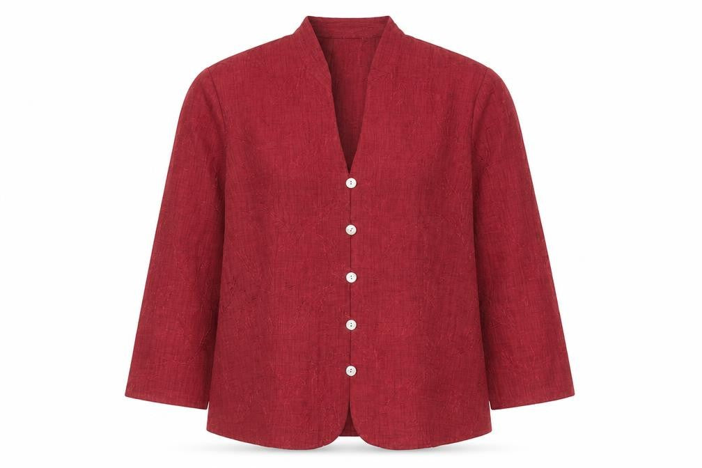 Front view of Eastex Women's Red Blazer -, size 10, Button Up