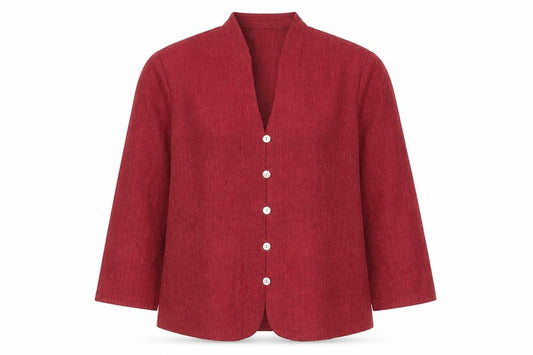 Front view of Eastex Women's Red Blazer -, size 10, Button Up