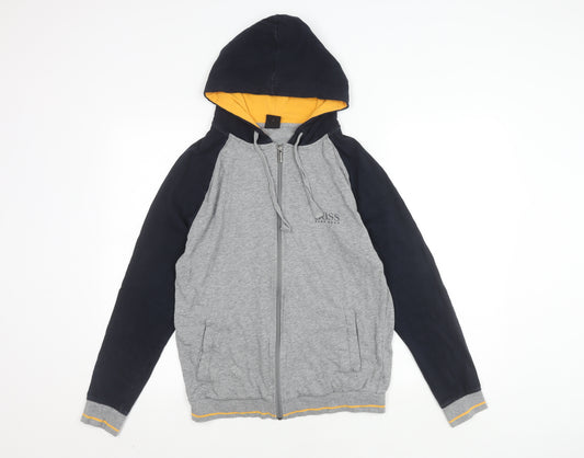 Front view of Hugo Boss Men's Grey Hooded Jacket S