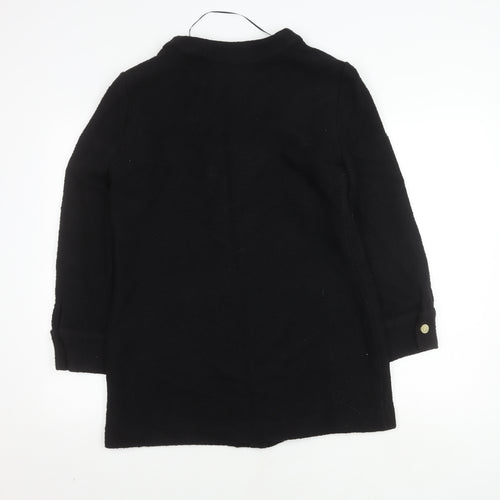Zara Women's Black Wool Coatigan Size 2, Casual Mid-Length