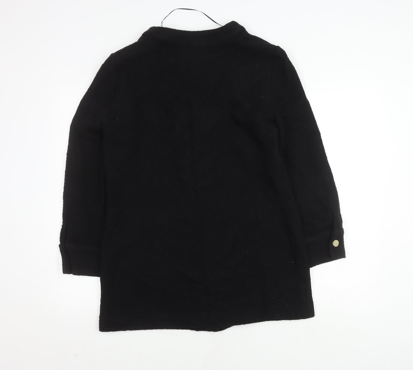 Zara Women's Black Wool Coatigan Size 2, Casual Mid-Length