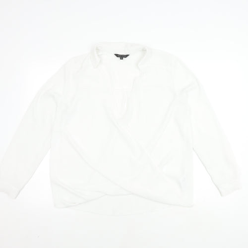 New Look Women's White Wrap Top, Size 10, V-Neck