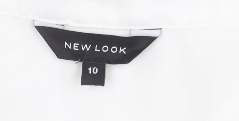 New Look Women's White Wrap Top, Size 10, V-Neck