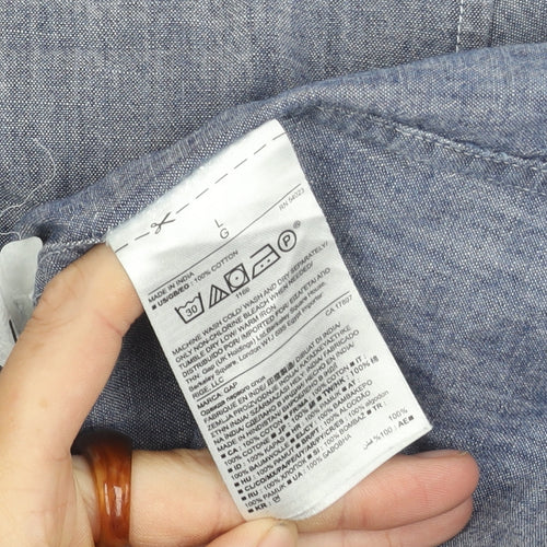 Gap Men's Blue Chambray Shirt L - Button-Up Casual