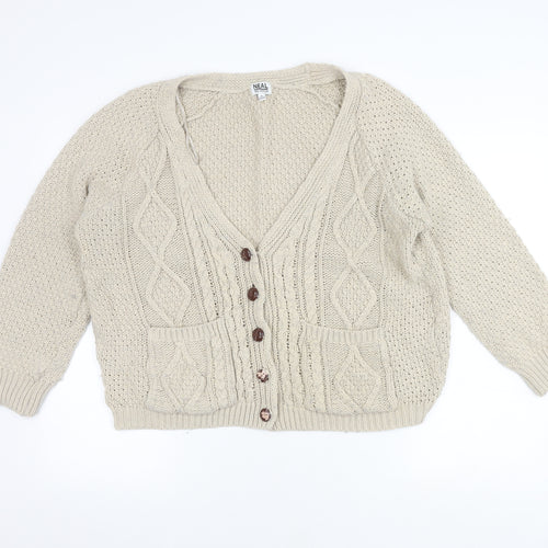 Neal Sperling Women's Beige Cardigan V-Neck Small