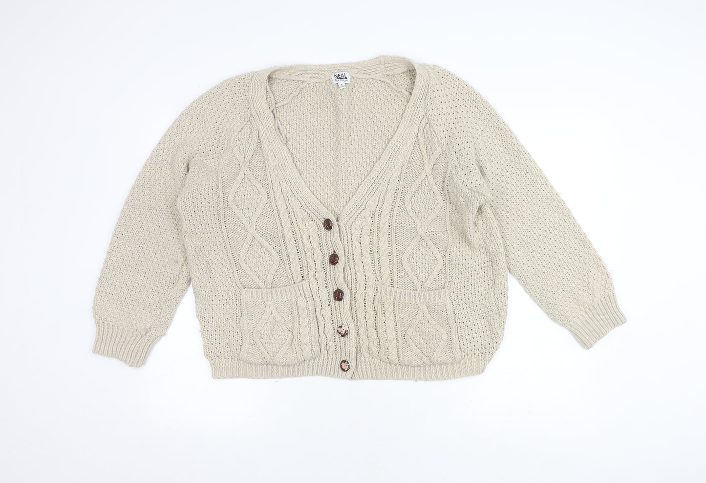 Neal Sperling Women's Beige Cardigan V-Neck Small