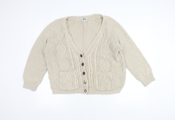 Neal Sperling Women's Beige Cardigan V-Neck Small