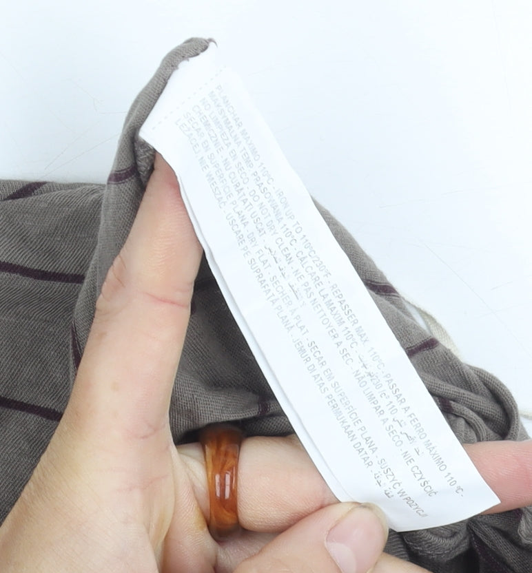 Friday's Project Women's Grey Striped Long Sleeve Top XS