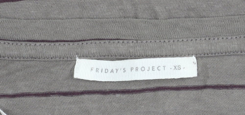 Friday's Project Women's Grey Striped Long Sleeve Top XS